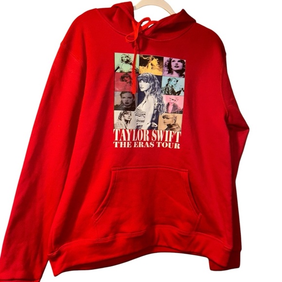 Taylor Swift Eras Tour Hoodie Sweatshirt Red adult Fleece Pullover Large L Hoody - Picture 1 of 3